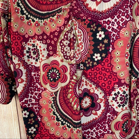 Lane Bryant 18/20 Red Paisley Business  Casual Blouse - Picture 3 of 8